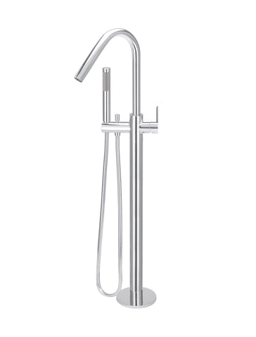 Round Paddle Freestanding Bath Spout and Hand Shower - Polished Chrome