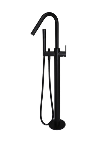 Round Paddle Freestanding Bath Spout and Hand Shower - Matte Black