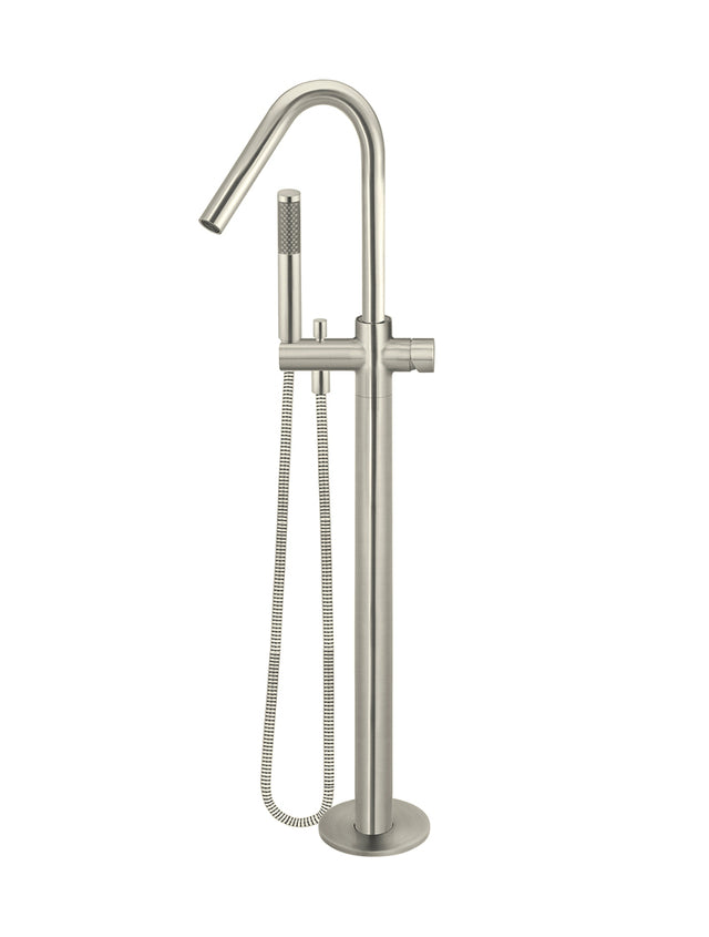Round Pinless Freestanding Bath Spout and Hand Shower - PVD Brushed Nickel (SKU: MB09PN-PVDBN) by Meir NZ