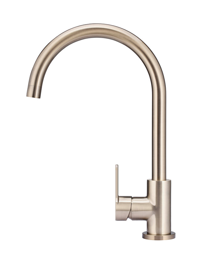 Round Gooseneck Kitchen Mixer Tap with Paddle Handle - Champagne (SKU: MK03PD-CH) by Meir NZ