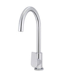 Round Gooseneck Kitchen Mixer Tap with Paddle Handle - Polished Chrome - MK03PD-C
