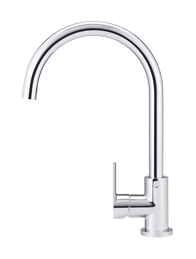 Round Gooseneck Kitchen Mixer Tap with Paddle Handle - Polished Chrome (SKU: MK03PD-C) by Meir NZ