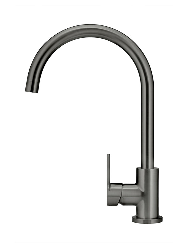 Round Gooseneck Kitchen Mixer Tap with Paddle Handle - Shadow (SKU: MK03PD-PVDGM) by Meir NZ