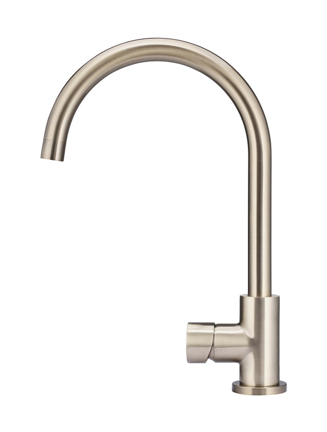 Round Gooseneck Kitchen Mixer Tap with Pinless Handle - Champagne (SKU: MK03PN-CH) by Meir NZ