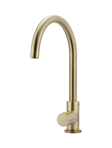 Round Gooseneck Kitchen Mixer Tap with Pinless Handle - PVD Tiger Bronze