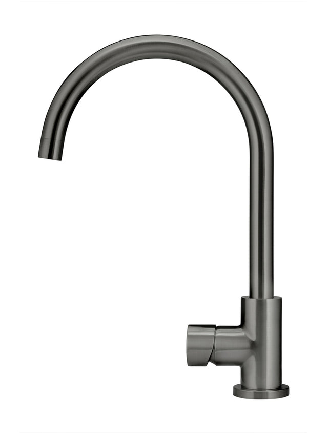 Round Gooseneck Kitchen Mixer Tap with Pinless Handle - Shadow (SKU: MK03PN-PVDGM) by Meir NZ