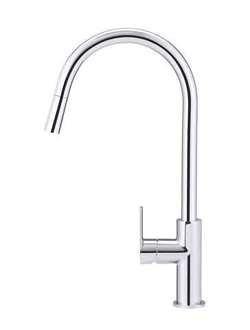 Round Paddle Piccola Pull Out Kitchen Mixer Tap - Polished Chrome