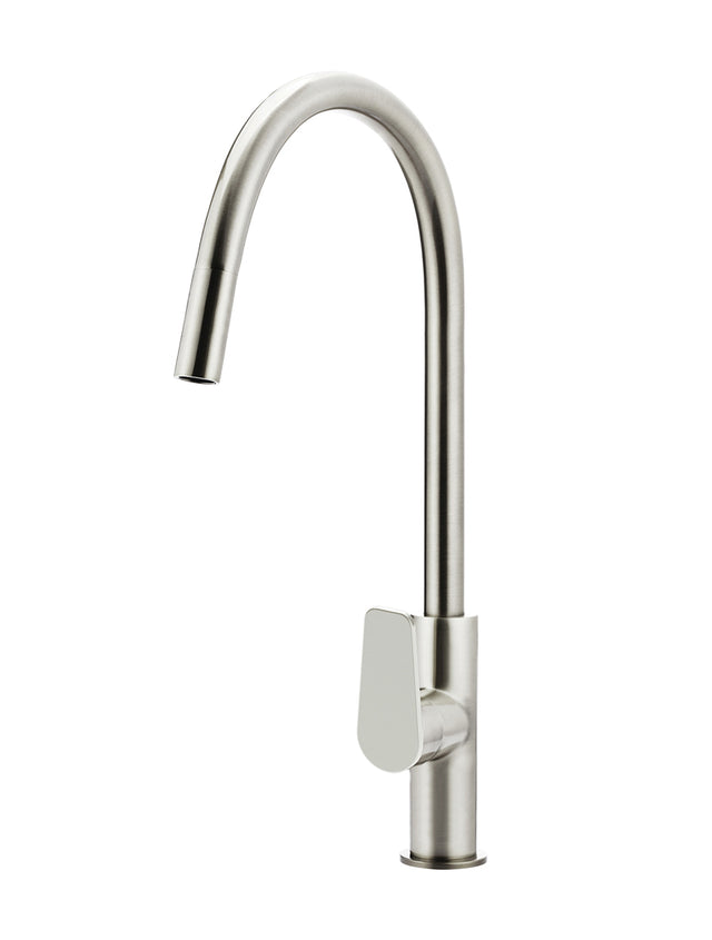Round Paddle Piccola Pull Out Kitchen Mixer Tap - PVD Brushed Nickel (SKU: MK17PD-PVDBN) by Meir NZ