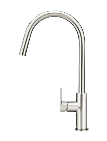 Round Paddle Piccola Pull Out Kitchen Mixer Tap - PVD Brushed Nickel