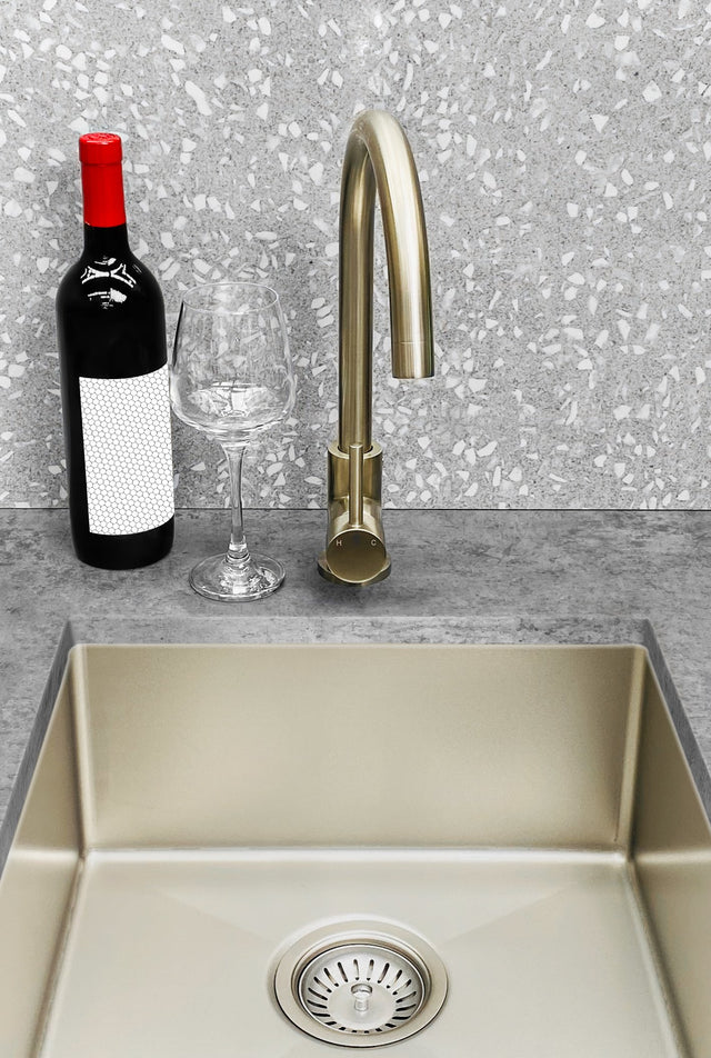 Kitchen Sink - Single Bowl 380 x 440 - PVD Brushed Nickel (SKU: MKSP-S380440-NK) by Meir