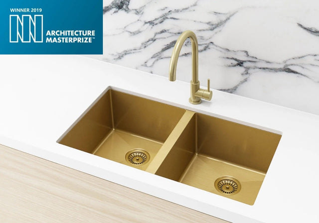 Kitchen Sink - Double Bowl 760 x 440 - Brushed Bronze Gold (SKU: MKSP-D760440-BB) by Meir