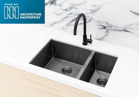 Kitchen Sink - One and Half Bowl 670 x 440 - Gunmetal Black