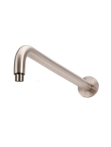 Round Wall Shower Curved Arm 400mm - Champagne