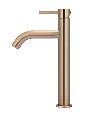 Piccola Tall Basin Mixer Tap with 130mm Spout - Champagne