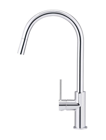 Round Piccola Pull Out Kitchen Mixer Tap - Polished Chrome