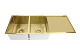 Kitchen Sink - Double Bowl & Drainboard 1160 x 440 - Brushed Bronze Gold - MKSP-D1160440D-BB