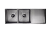 Kitchen Sink - Double Bowl & Drainboard 1160 x 440 - Gunmetal Black - MKSP-D1160440D-GM