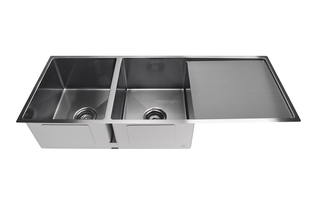 Kitchen Sink - Double Bowl & Drainboard 1160 x 440 - Gunmetal Black (SKU: MKSP-D1160440D-GM) by Meir NZ