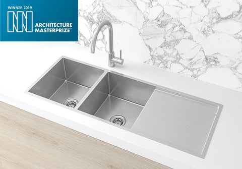 Kitchen Sink - Double Bowl & Drainboard 1160 x 440 - PVD Brushed Nickel