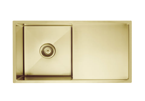 Kitchen Sink - Single Bowl & Drainboard 840 x 440 - Brushed Bronze Gold