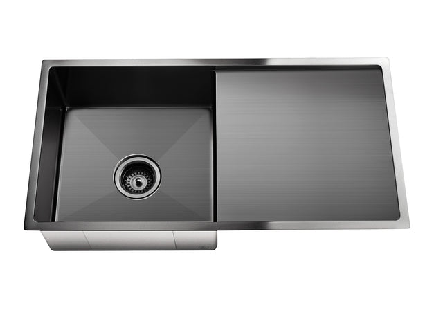 Kitchen Sink - Single Bowl & Drainboard 840 x 440 - Gunmetal Black (SKU: MKSP-S840440D-GM) by Meir NZ