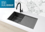 Kitchen Sink - Single Bowl & Drainboard 840 x 440 - Gunmetal Black - MKSP-S840440D-GM