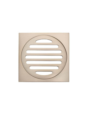 Square Floor Grate Shower Drain 100mm outlet - Champagne