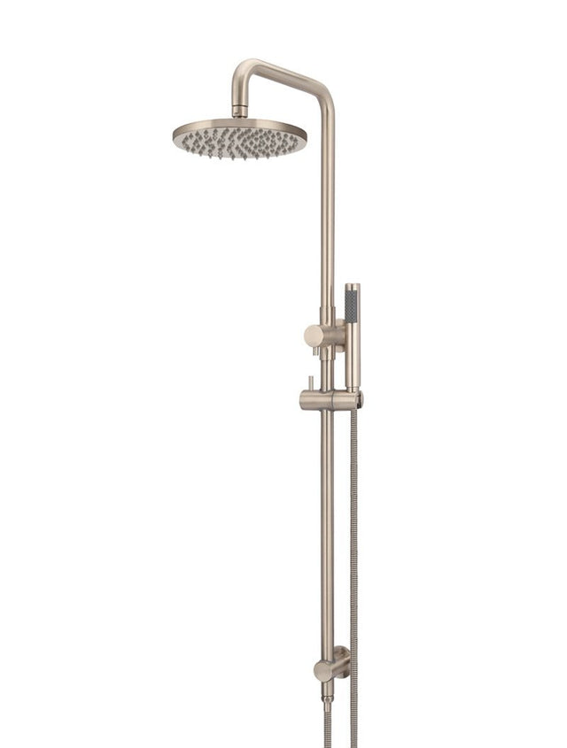 Round Combination Shower Rail, 200mm Rose, Single Function Hand Shower - Champagne (SKU: MZ0704-R-CH) by Meir