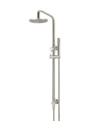 Round Combination Shower Rail, 200mm Rose, Single Function Hand Shower - PVD Brushed Nickel