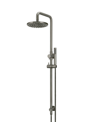 Round Combination Shower Rail, 200mm Rose, Single Function Hand Shower - Shadow