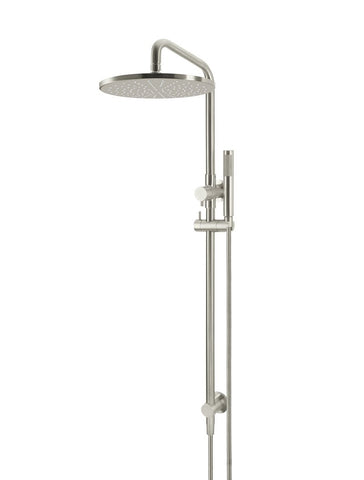 Round Combination Shower Rail, 300mm Rose, Single Function Hand Shower - PVD Brushed Nickel