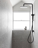 Round Combination Shower Rail, 300mm Rose, Single Function Hand Shower - Matte Black - MZ0706-R
