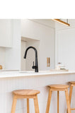 Round Pull Out Kitchen Mixer Tap - Matte Black - MK07