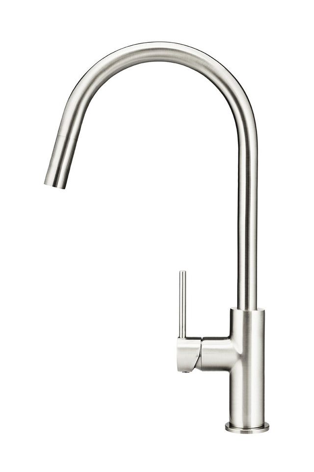 Round Piccola Pull Out Kitchen Mixer Tap - PVD Brushed Nickel (SKU: MK17-PVDBN) by Meir