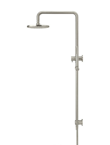 Round Combination Shower Rail, 200mm Rose, Single Function Hand Shower - PVD Brushed Nickel
