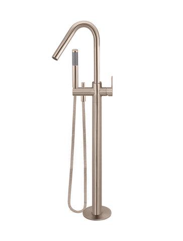 Round Paddle Freestanding Bath Spout and Hand Shower - Champagne