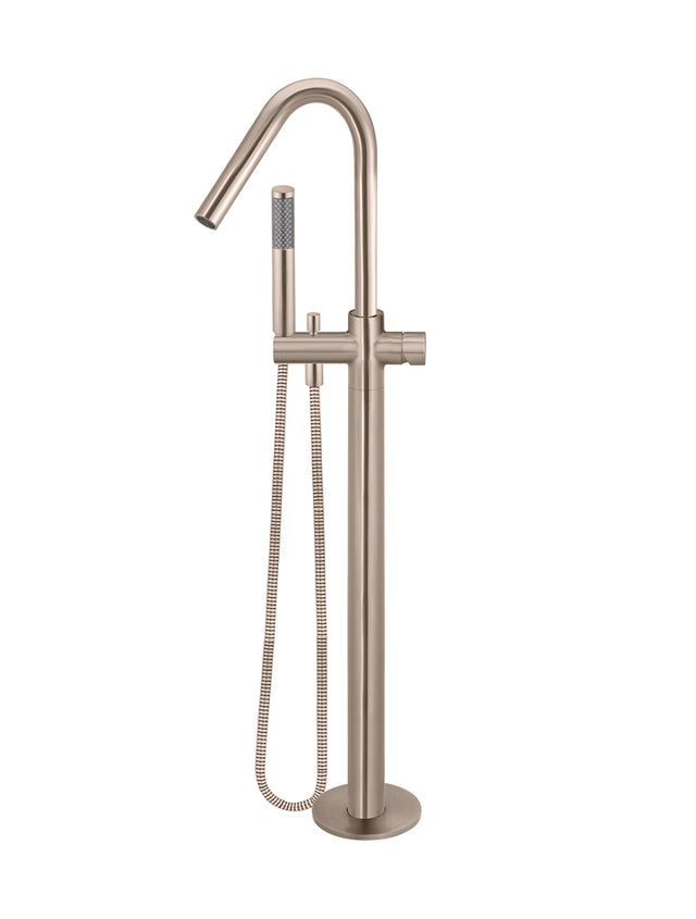Round Pinless Freestanding Bath Spout and Hand Shower - Champagne (SKU: MB09PN-CH) by Meir NZ
