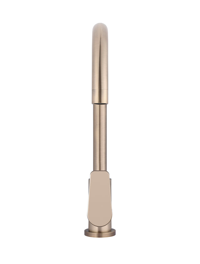 Round Gooseneck Kitchen Mixer Tap with Paddle Handle - Champagne (SKU: MK03PD-CH) by Meir NZ