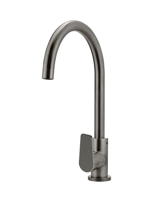 Round Gooseneck Kitchen Mixer Tap with Paddle Handle - Shadow (SKU: MK03PD-PVDGM) by Meir NZ