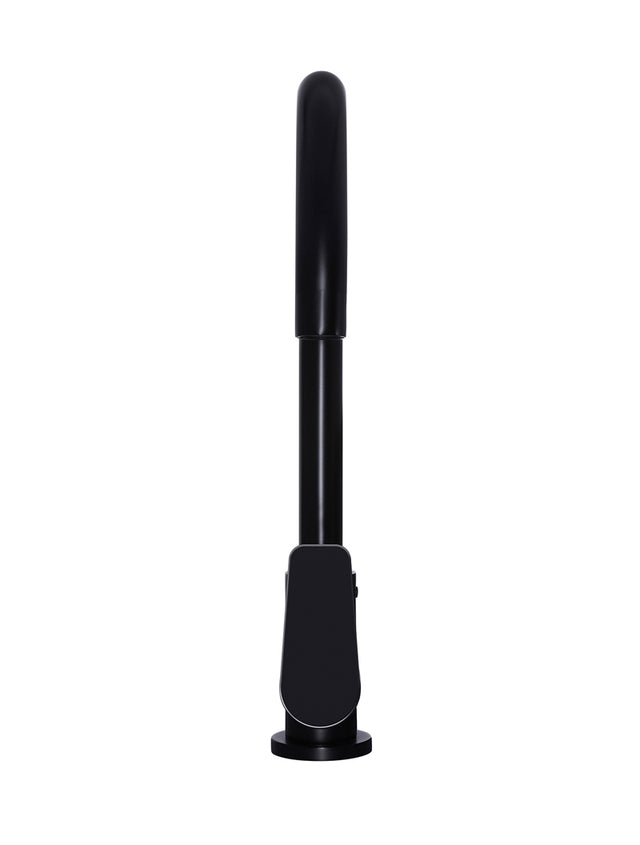 Round Gooseneck Kitchen Mixer Tap with Paddle Handle - Matte Black (SKU: MK03PD) by Meir NZ