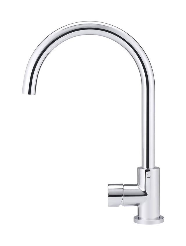 Round Gooseneck Kitchen Mixer Tap with Pinless Handle - Polished Chrome (SKU: MK03PN-C) by Meir NZ