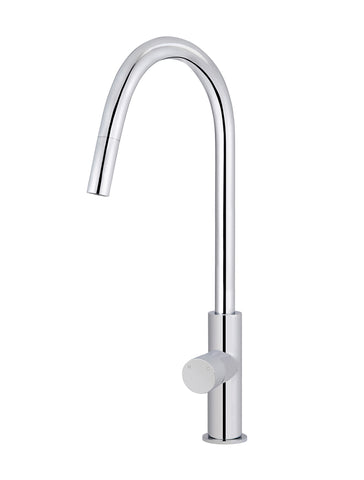 Round Pinless Piccola Pull Out Kitchen Mixer Tap - Polished Chrome