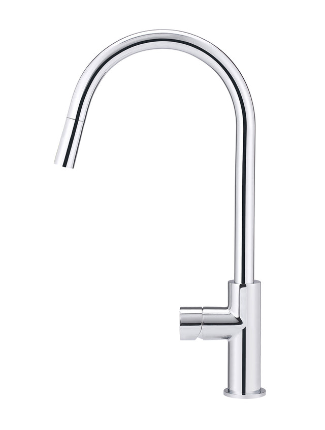 Round Pinless Piccola Pull Out Kitchen Mixer Tap - Polished Chrome (SKU: MK17PN-C) by Meir NZ