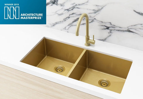 Kitchen Sink - Double Bowl 860 x 440 - Brushed Bronze Gold
