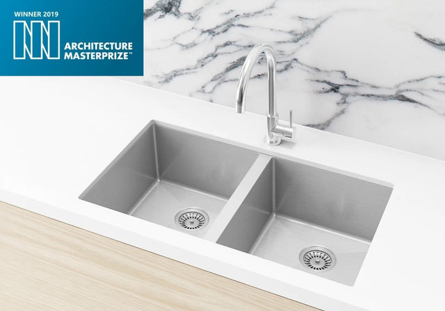 Kitchen Sink - Double Bowl 760 x 440 - PVD Brushed Nickel (SKU: MKSP-D760440-NK) by Meir