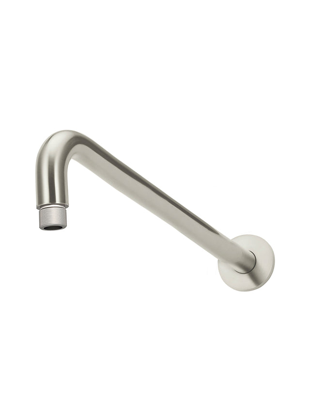 Round Wall Shower Curved Arm 400mm - PVD Brushed Nickel (SKU: MA09-400-PVDBN) by Meir NZ