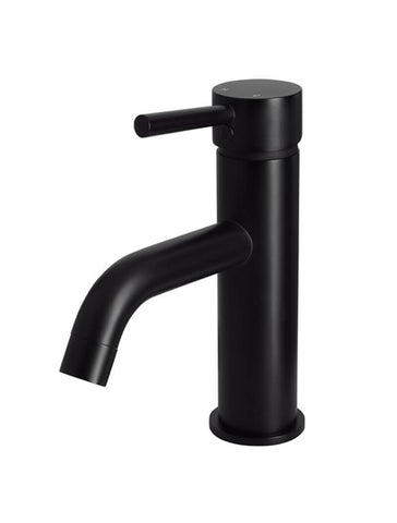 Round Matte Black Basin Mixer with curved spout