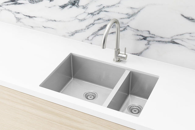 Kitchen Sink - One and Half Bowl 670 x 440 - PVD Brushed Nickel (SKU: MKSP-D670440-NK) by Meir