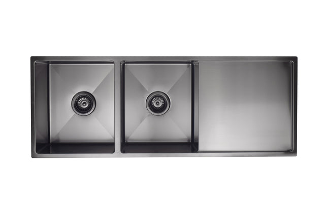 Kitchen Sink - Double Bowl & Drainboard 1160 x 440 - Gunmetal Black (SKU: MKSP-D1160440D-GM) by Meir NZ