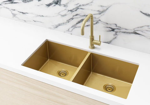 Kitchen Sink - Double Bowl 860 x 440 - Brushed Bronze Gold